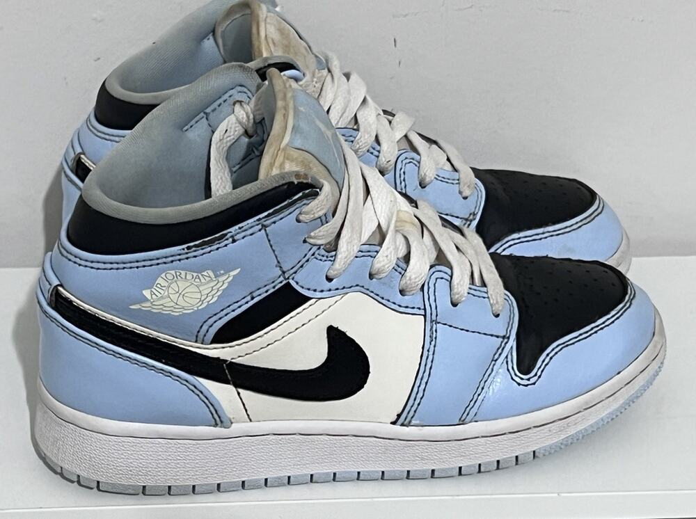 Nike Air Jordan 1 Mid GS Kids 3.5Y Ice Blue Youth Shoe 555112-401